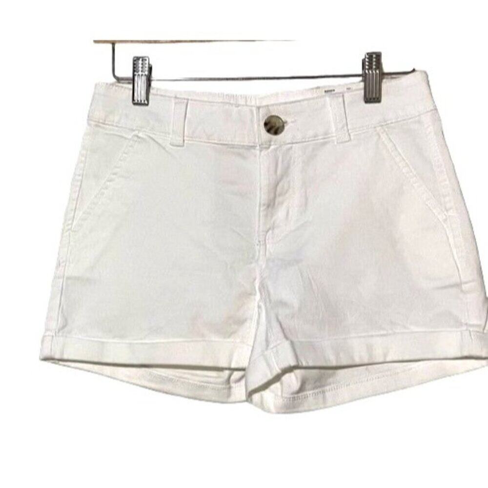 SO Shorts Junior Size 1 Cuffed Midi Denim Low Rise White Jean Jorts